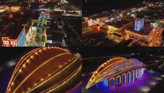 宁夏西吉县城区夜景航拍4K高清在线视频素材下载