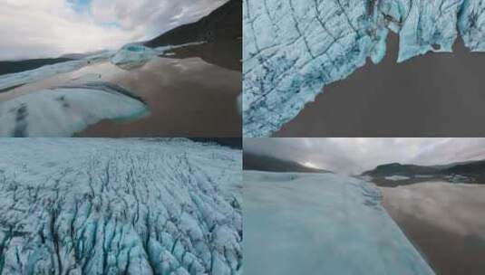 航拍冰川融化河流高清在线视频素材下载