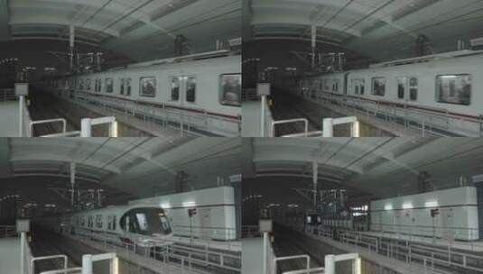 上海地铁火车在铁路上缓慢行驶高清在线视频素材下载