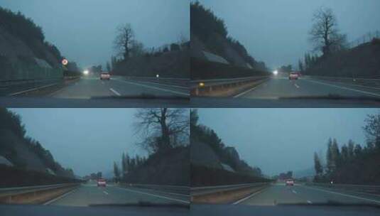 南方山路高速公路傍晚行驶高清在线视频素材下载