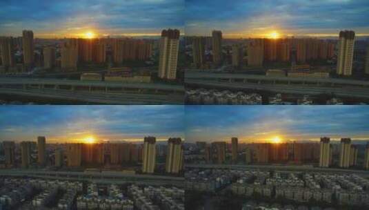 成都最美日落夕阳航拍都市风景高清在线视频素材下载