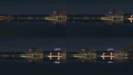 佛山千灯湖公园落羽杉红叶与城市高楼夜景高清在线视频素材下载