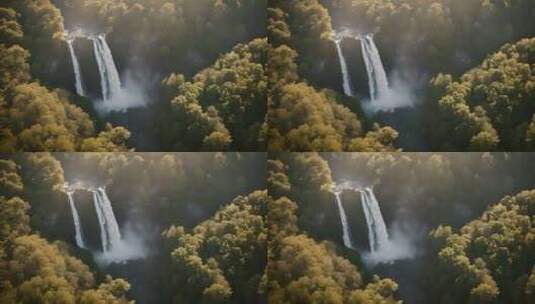 森林瀑布河流大自然风光高清在线视频素材下载