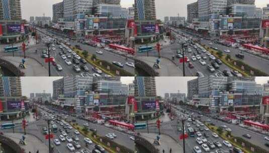 航拍广汉城市中轴线道路中山大道街景高清在线视频素材下载