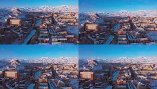 阿勒泰市 城市冬景高清在线视频素材下载