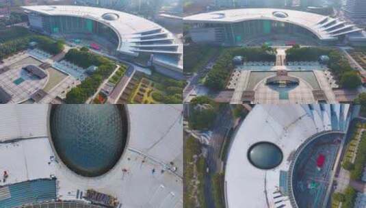 上海科技馆浦东新区世纪广场航拍城市地标建高清在线视频素材下载