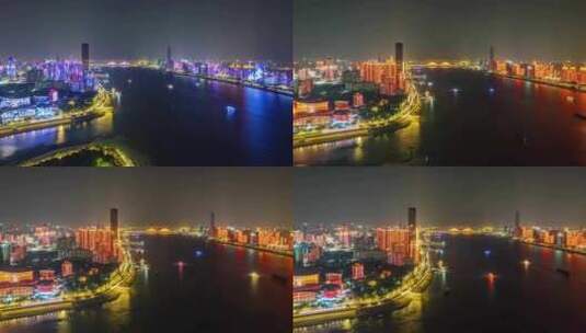 武汉_武汉城市风光_夜景航拍003高清在线视频素材下载