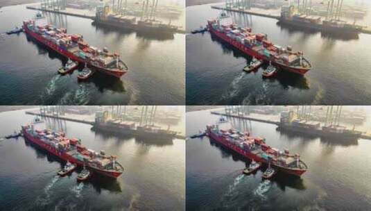 4k航拍物流货运港口船运运输货轮高清在线视频素材下载