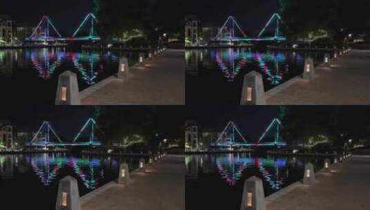 东珀斯克莱塞布鲁克湾特拉法尔加吊桥上的彩高清在线视频素材下载