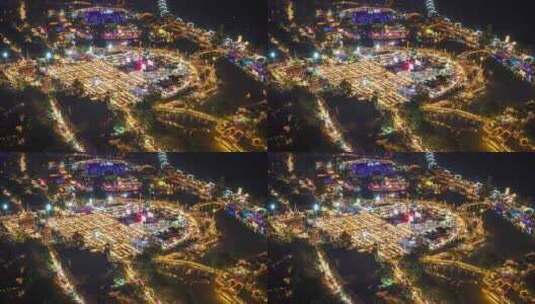 西双版纳告庄湄公河星光夜市夜景延时摄影高清在线视频素材下载