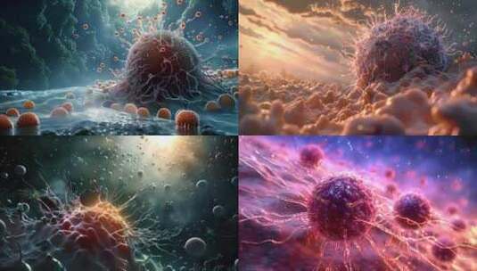 细菌病毒癌细胞肿瘤形成癌症素材原创高清在线视频素材下载