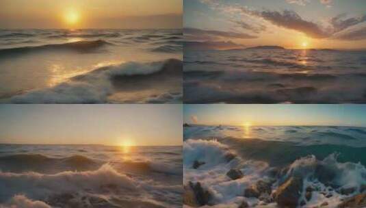 4k唯美海滩三维写实海上日出高清在线视频素材下载