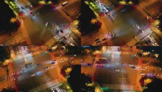 杭州下沙城市夜景车流延时高清在线视频素材下载
