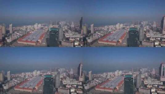4K青岛火车站建筑航拍视频高清在线视频素材下载