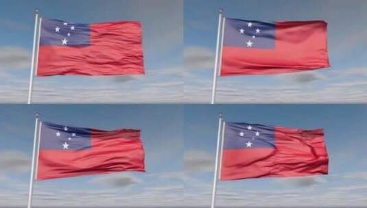 萨摩亚国旗动画与天空和云高清在线视频素材下载