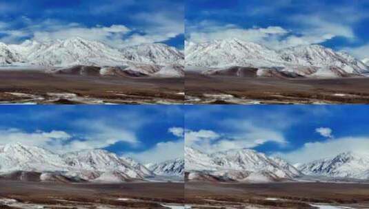 航拍新疆南疆白沙湖雪后美丽风光高清在线视频素材下载