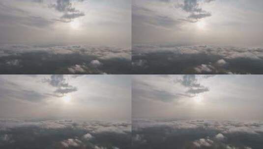 贵州龙里大草原清晨平流雾航拍高清在线视频素材下载