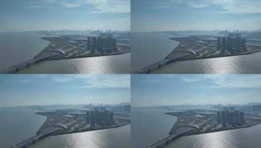 港珠澳大桥收费站航拍珠三角环线高速入口高清在线视频素材下载