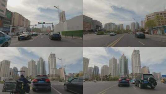 青岛市香港中路白天车头行车空镜1高清在线视频素材下载