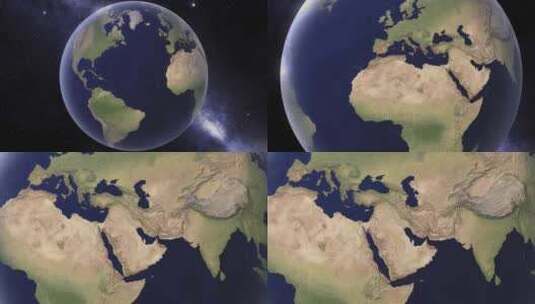 中东地图从太空看地球高清在线视频素材下载