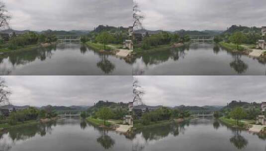 湘西风雨桥航拍高清在线视频素材下载