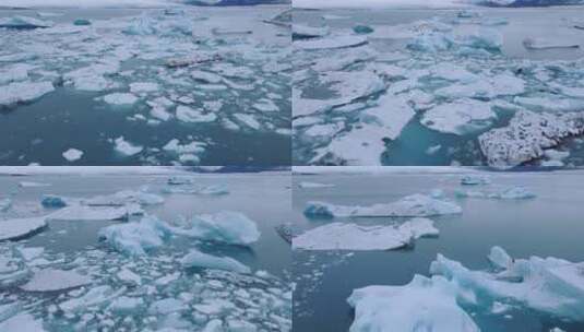 冰岛钻石海滩冰川泻湖海上无人驾驶飞机高清在线视频素材下载