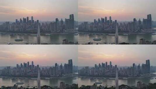 重庆东水门大桥晚霞夜幕降临航拍高清在线视频素材下载
