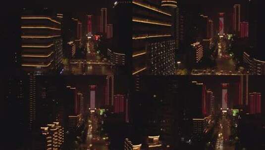 武汉武昌中南路灯光夜景航拍高清在线视频素材下载