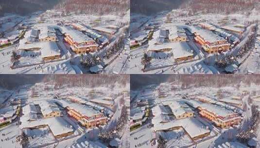 4K航拍雪乡国家森林公园14高清在线视频素材下载