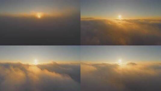8K-高空云海之上的日出景象，日出云海空镜高清在线视频素材下载