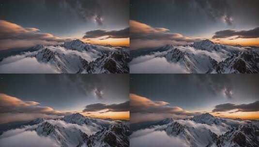 雪山云海星空全景高清在线视频素材下载