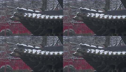 杭州径山寺中式古建筑寺庙雪景高清在线视频素材下载