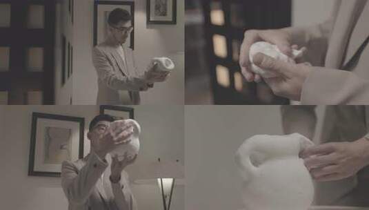 【4K50帧】艺术家手工艺品粘土陶艺创作高清在线视频素材下载