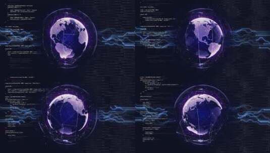 紫色地球连接网络技术概念图高清在线视频素材下载