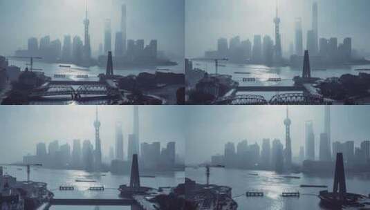 青色调上海延时摄影风光高清在线视频素材下载