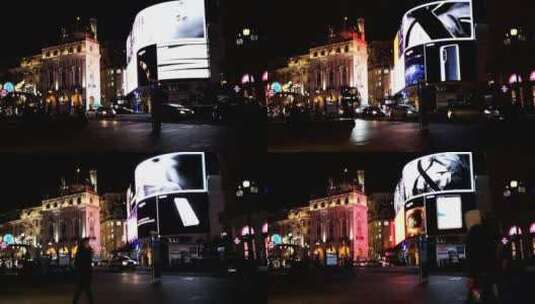 延时拍摄街道上的电子广告牌高清在线视频素材下载