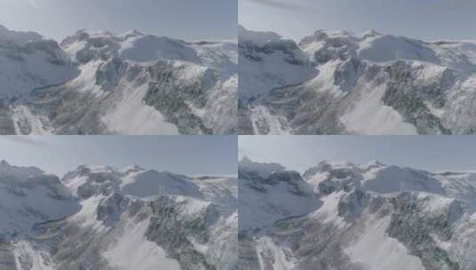 唯美大气震撼冬季长白山及瀑布雪景航拍高清在线视频素材下载