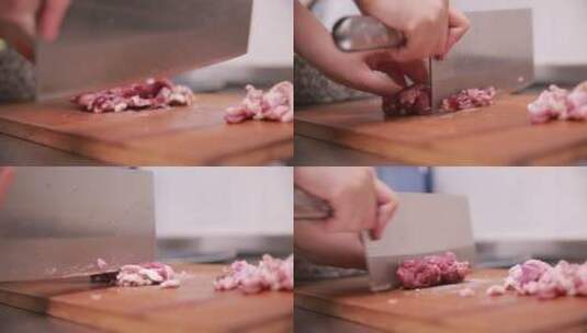 案板菜刀切牛肉 (2)高清在线视频素材下载