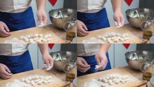 制作中餐美食饺子的东方男性形象高清在线视频素材下载