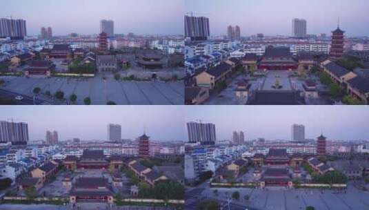 4K航拍-阜宁县兴国寺和庙湾古城高清在线视频素材下载