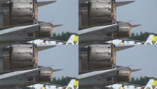 飞机  机场 战斗机  发动机 尾焰高清在线视频素材下载