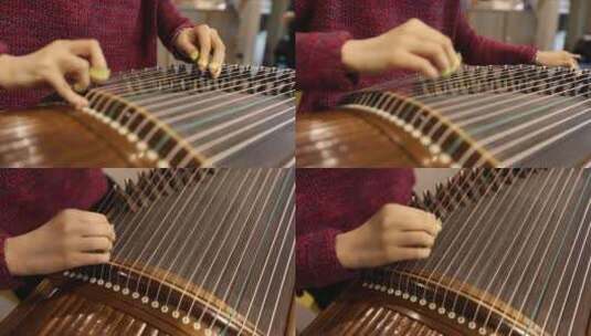 弹古筝的手部动作音乐弹奏文艺高清在线视频素材下载