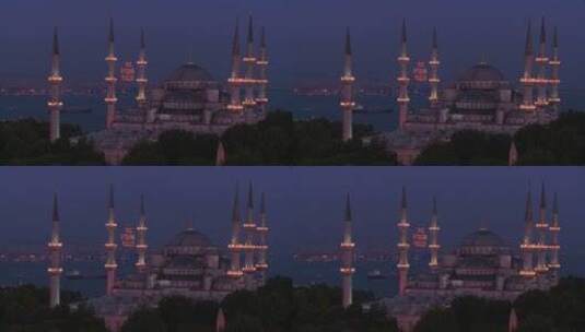 土耳其清真寺夜景高清在线视频素材下载