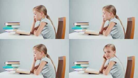 女孩看书本高清在线视频素材下载