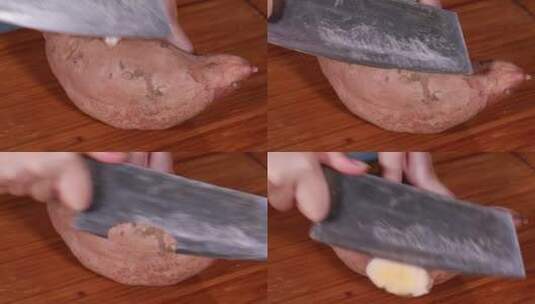 腐烂地瓜红薯白薯上的黑斑疤痕高清在线视频素材下载