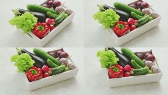 一箱新鲜的蔬菜高清在线视频素材下载