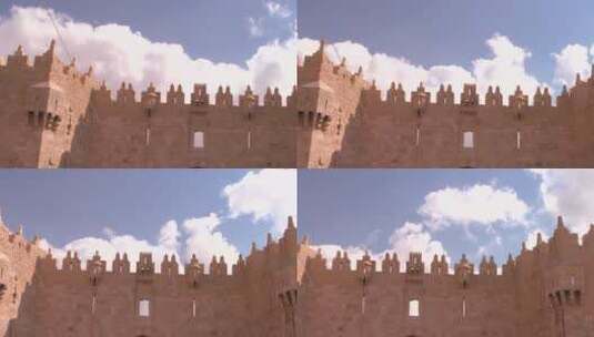 耶路撒冷老城城门和城墙高清在线视频素材下载