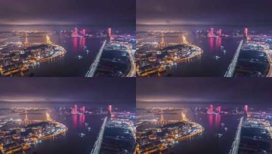 4K10bit延时视频澳门珠海横琴CBD夜景高清在线视频素材下载