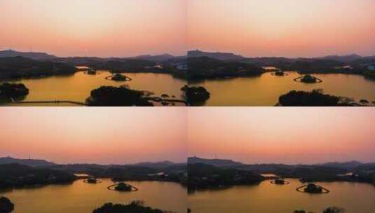 4K航拍广东惠州西湖日落移动延时摄影高清在线视频素材下载