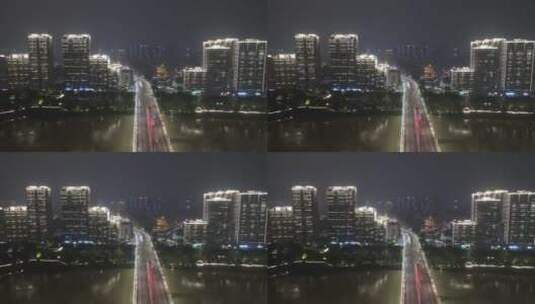 福建 漳州 南山桥 夜景 航拍高清在线视频素材下载